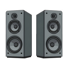 Fototapeta premium Audio Speaker System: Two sleek audio speakers, designed for optimal sound delivery, ready to amplify the musical experience.
