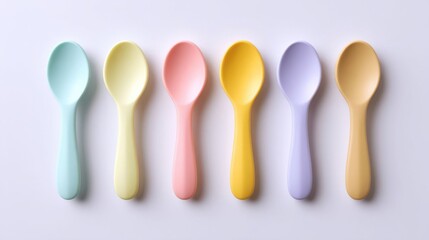 Soft Silicone Baby Feeding Spoons in Pastel Colors for Infant Mealtime Essentials