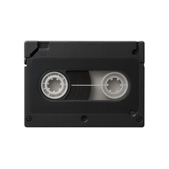 Fototapeta premium Black VHS videocassette tape, front view, transparent background 