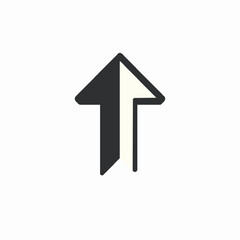 Upward pointing arrow icon split into black and light beige halves on a white background direction pointer