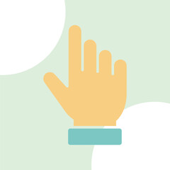 A simple flat design illustration of a human hand with the index finger pointing upwards.