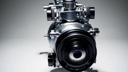 Ophthalmic Refraction Instrument Positioned Against Neutral Colored Backdrop