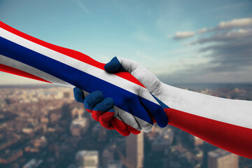 Shaking hands Thailand and Czech Republic