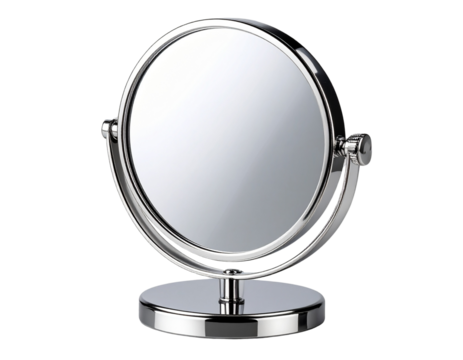 Silver Metal Stand Magnifying Mirror, isolated on transparent background PNG