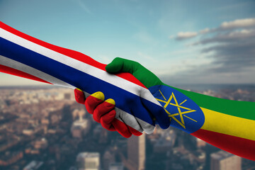 Shaking hands Thailand and Ethiopia