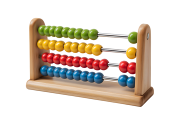  classic wooden abacus with colorful beads, perfect for learning arithmetic isolated on white background