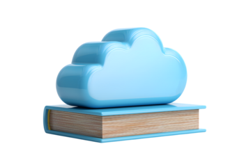 Conceptual image depicting cloud technology and knowledge isolated on white background