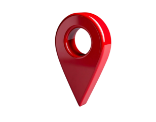 Angled Red Location Pin with Shadow, isolated on transparent background PNG