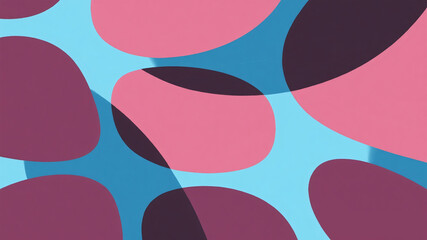 Pink shapes overlapping on a blue background. Ai