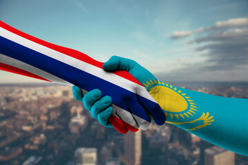 Shaking hands Thailand and Kazakhstan