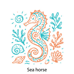 Fototapeta premium Elegant seahorse illustration with vibrant color palette