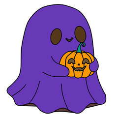 Cute Ghost Halloween Purple Illustration