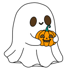 Cute Ghost Halloween white Illustration