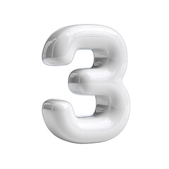 Naklejka premium 3D rendered, stylized number three, smooth, white