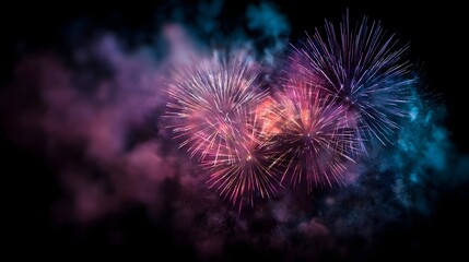 Vibrant fireworks explosion in the night sky