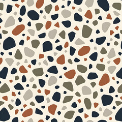 Seamless Terrazzo Pattern with Abstract Stone Shapes