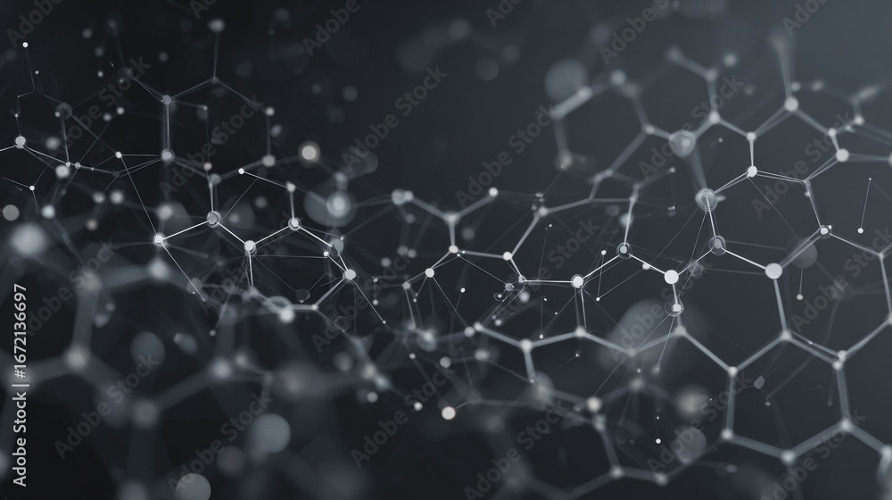 Aufkleber abstract hexagonal pattern on gray background representing molecular structure and genetic research,