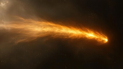 Fiery comet streaking through a dark cosmic expanse