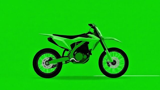Dirt bike motorcycle isolated on green screen background