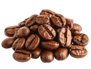 Scattered Coffee Beans Spread Out, Top View, isolated on transparent background png