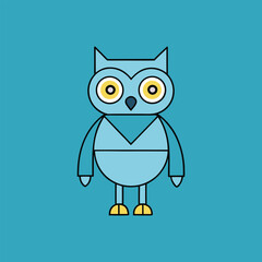 Robotic Owl With Glowing Eyes Vector