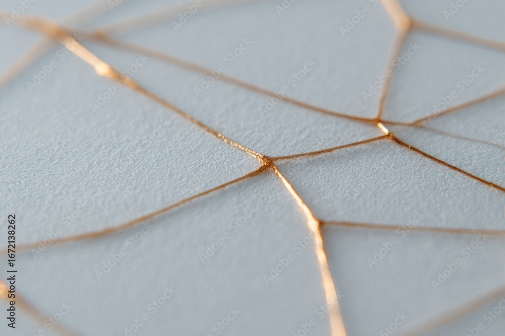 Poster delicate golden threads intertwine on soft surface, creating an