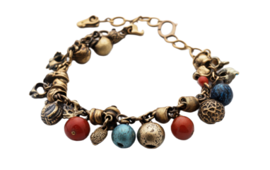 Charm bracelet on white background,png