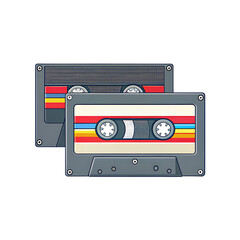 Naklejka premium cassette tape illustration a retro isolated on white background, png, ai generated.