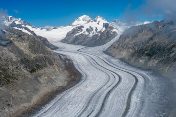 Blick vom Eggishorn auf Gro&szlig;er Aletschgletscher, Konkordiaplatz, M&ouml;nch, Trugberg und Eiger