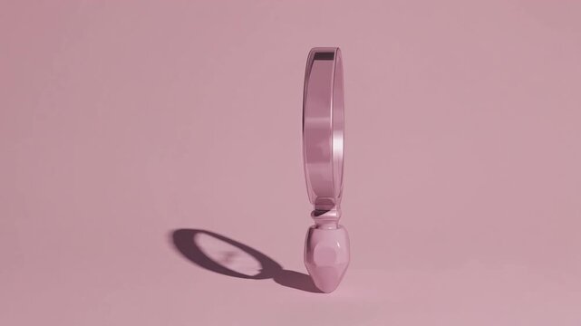 Three-Dimensional Rendered of Pink Inspection Glass on Soft Pastel Colored Background
