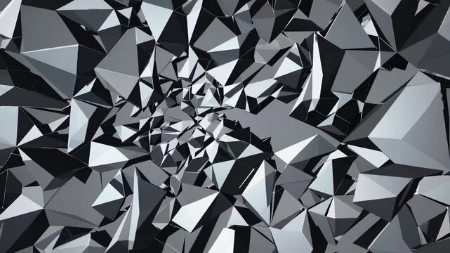 Monochromatic Abstract Composition of Fragmented Polygonal Shapes with Subtle Illumination and Shadow Play
