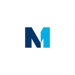 letter M logo business, clean future blue