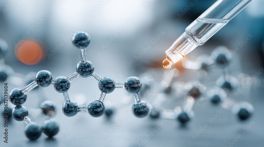 Aufkleber scientists conducting experiments with molecular models and dna structures in a modern laboratory, s