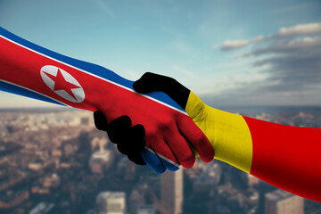 Shaking hands Northkorea and_Belgium