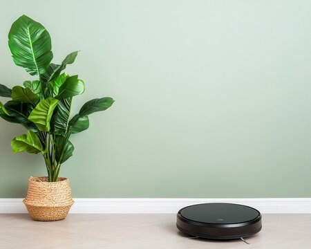 Automated robotic vacuum returning to base after completing a scheduled deep cleaning session