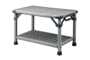 A sturdy, multi-functional step stool with a slatted top and a lower storage shelf, designed for convenience and durability.