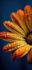 Close-up of an orange flower with water droplets