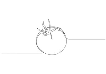 Continuous one line drawing vegetables tomato