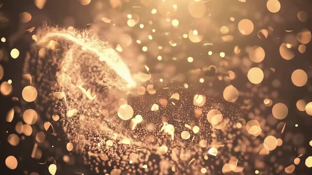Festive Background with Sparkling Light Effects and Golden Particles for Holiday Design Applications