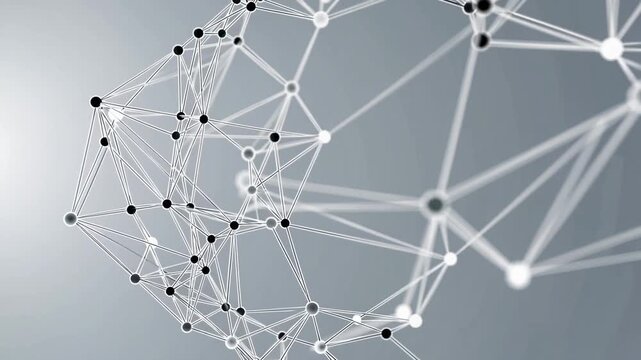 Ultra high definition intricate three-dimensional abstract softened backdrop with geometric mesh framework interlinked nodal points in emptiness on pale backdrop. Forward-thinking computational and h