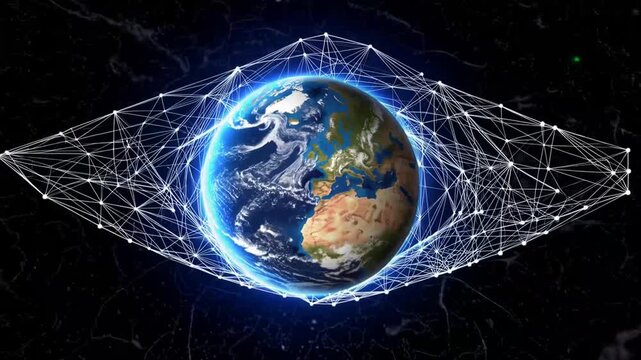 Digital Globe Illustration Showing Network Connections Across the Planet