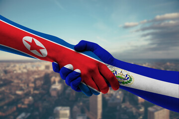 Shaking hands Northkorea and_El Salvador