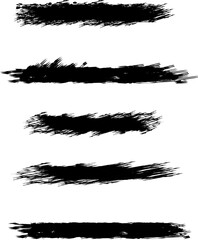 Paint Brush Stroke Shapes, Grunge Ink Lines and Texture Vector Set