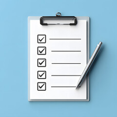 An office checklist icon depicts a blank document on a clipboard with a pen, ready for a business questionnaire