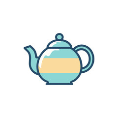 A charming blue and cream teapot sits on a clean white background, perfect for kitchen decor