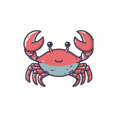 A cheerful cartoon crab with vibrant colors and exaggerated features, set against a simple background