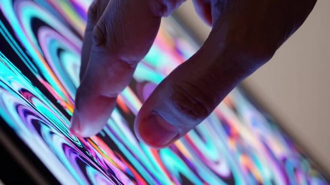 Human appendage positioned before luminous display surface