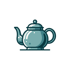 A beautifully designed teal teapot resting on a flat surface, showcasing its elegant shape and shine