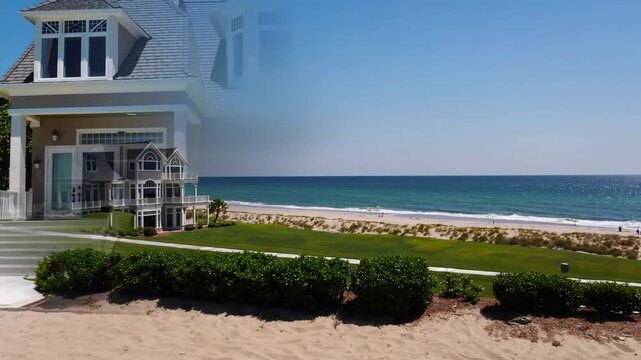 Attractive residences situated along the water's edge on sandy coastal stretch