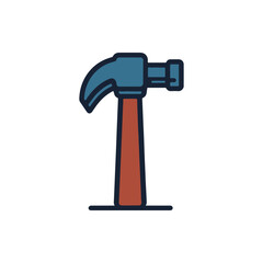 A detailed illustration of a hammer positioned on a flat surface, symbolizing construction work